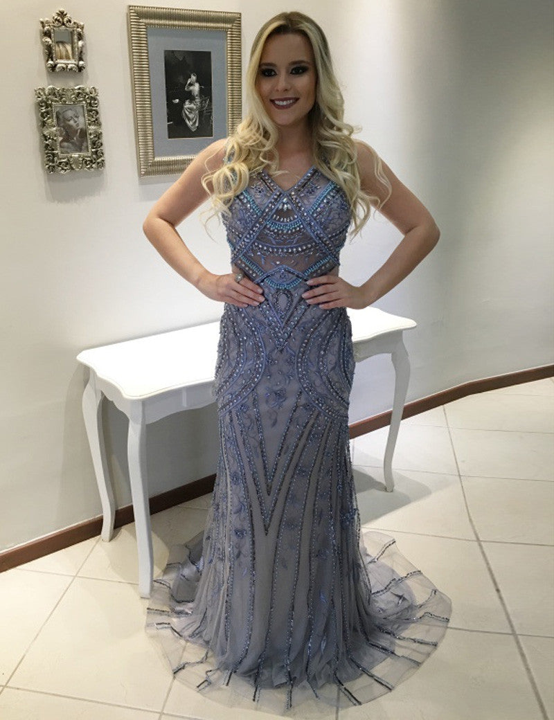 V-neck Prom Dresses,Mermaid Prom Dress,Sleeveless Prom Dress,High Quality Prom Dress,Cheap Prom Dress,PD0039