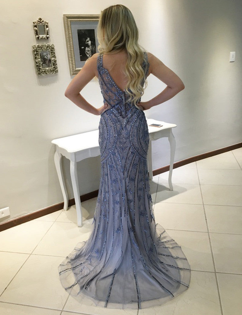 V-neck Prom Dresses,Mermaid Prom Dress,Sleeveless Prom Dress,High Quality Prom Dress,Cheap Prom Dress,PD0039
