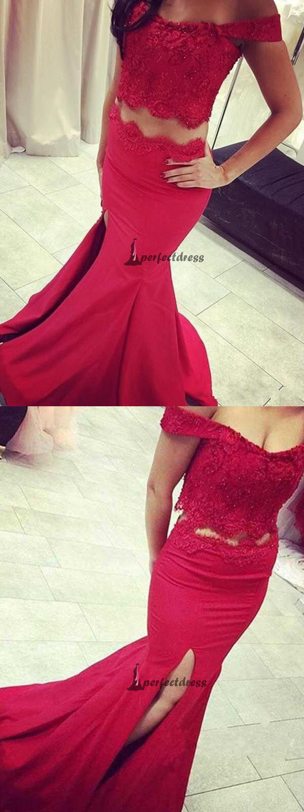 TrumpetMermaid Off-the-shoulder Floor-length Chiffon Prom Dresses,PD4558729
