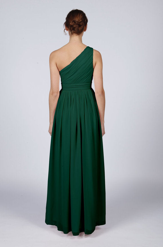 Forest Green One Shoulder Long Prom Dress BD98013