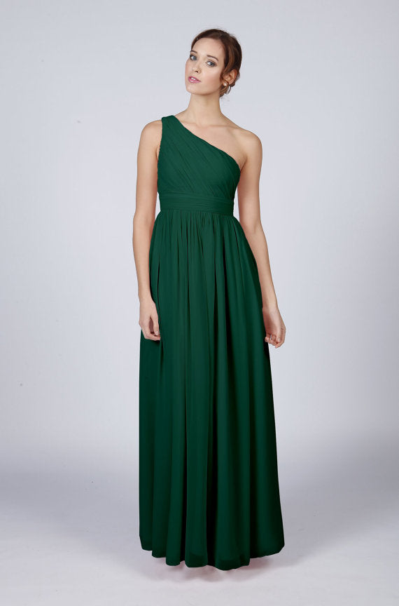 Forest Green One Shoulder Long Prom Dress BD98013