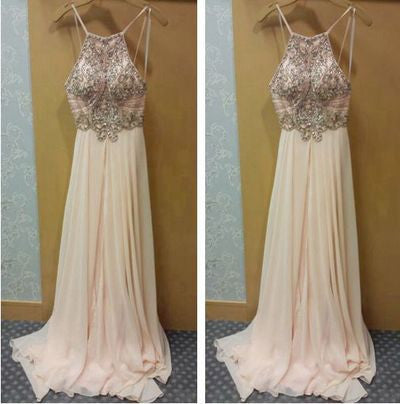 blush pink Prom Dresses,charming Prom Dress,long Prom dress,chiffon prom Dress,evening Dress,BD601