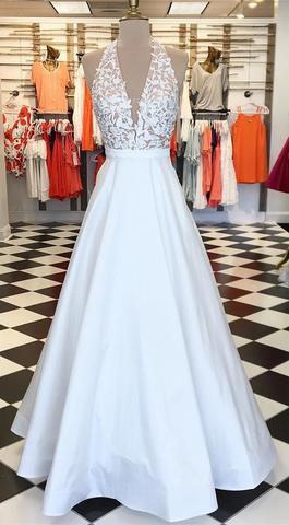 Elegant v neck lace long prom dress, formal dresses,BD1107