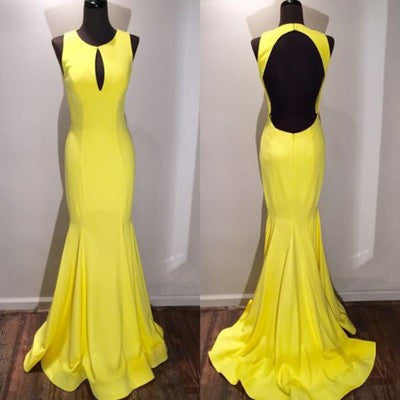 yellow prom dress,formal Prom Dresses,long Prom Dresses,backless prom dress,elegant evening dress,BD2734