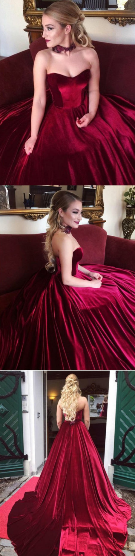 chic strapless A-line long prom dress elegant popular ball gown,HO131