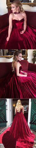 chic strapless A-line long prom dress elegant popular ball gown,HO131