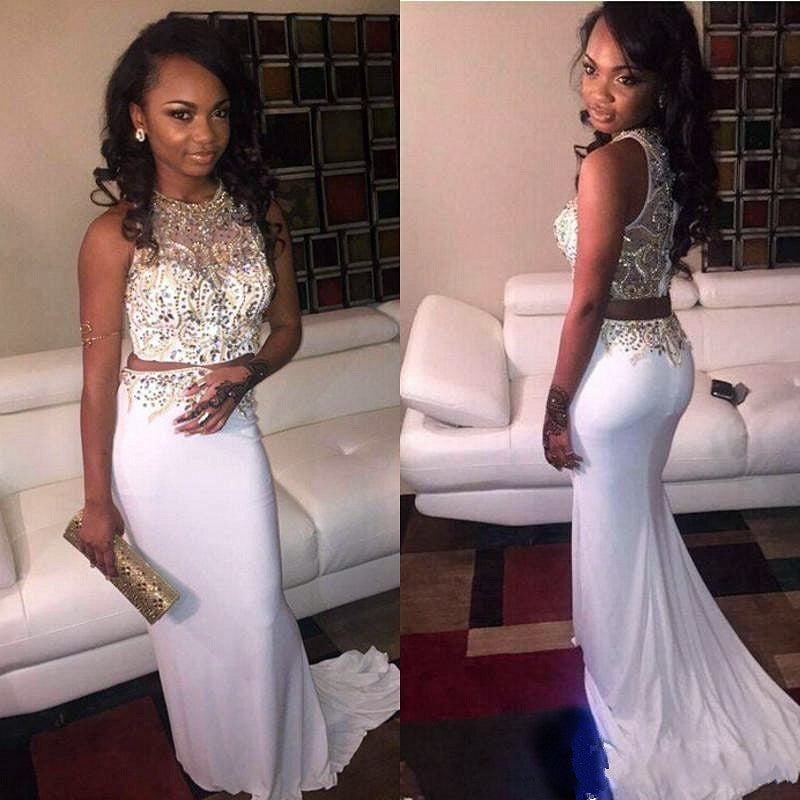 Two Pieces Prom Dresses, Mermaid Prom Dress,Off-shoulder Prom Dresses,White Prom Dress,Sexy Prom Dresses,PD00218