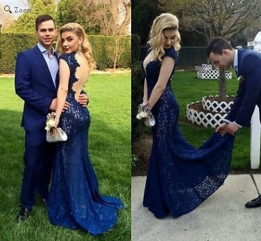 lace evening dress,mermaid Prom dress,backless prom dress,floor-length prom dress,BD1015