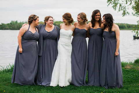 gray bridesmaid dress,long bridesmaid dress,chiffon bridesmaid dress,Convertible bridesmaid dress,BD1644