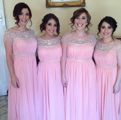 Pink bridesmaid dress,long bridesmaid dress,Cheap bridesmaid dress,Charming bridesmaid dress,BD056