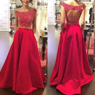 Red prom Dress,Long Prom Dresses,Two pieces prom Dress,Off shoulder prom dress,Charming prom dress,BD070