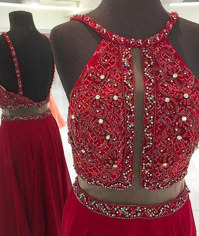 Two Pieces Long Prom Dresses, Evening Dresses,PD4558955