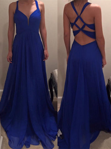 royal blue prom dress,long Prom Dress,simple prom dress,chiffon prom dress,cheap evening dress,BD2888