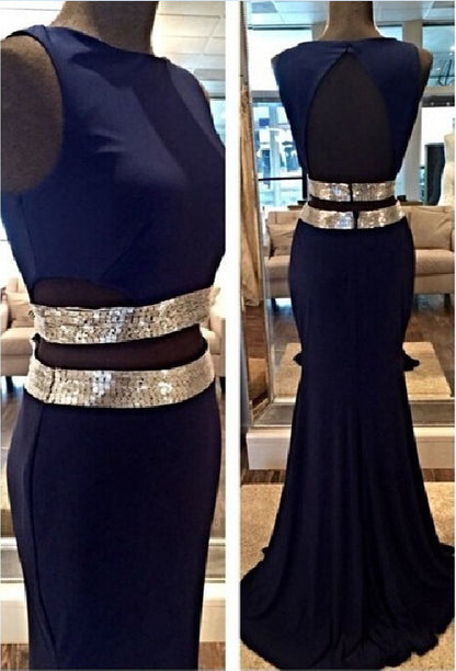navy blue prom dress,long Prom Dress,mermaid prom dress,charming evening dress,simple prom dress,BD2715