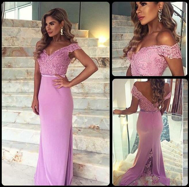 Long Prom Dress,Off shoulder Prom Dress,Lace Prom Dress,pink Prom Dress,BD080