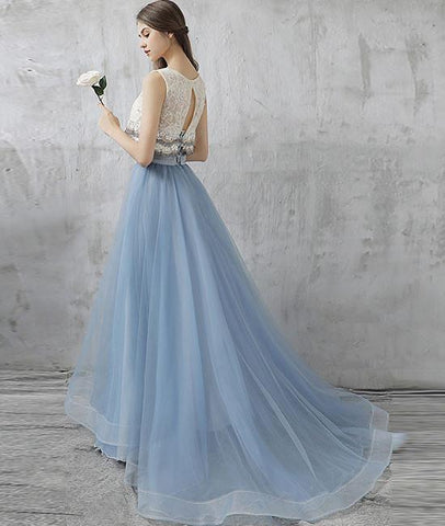 Elegant Two Pieces Tulle Long Prom Dresses, Tulle Homecoming Dresses,PD4558945