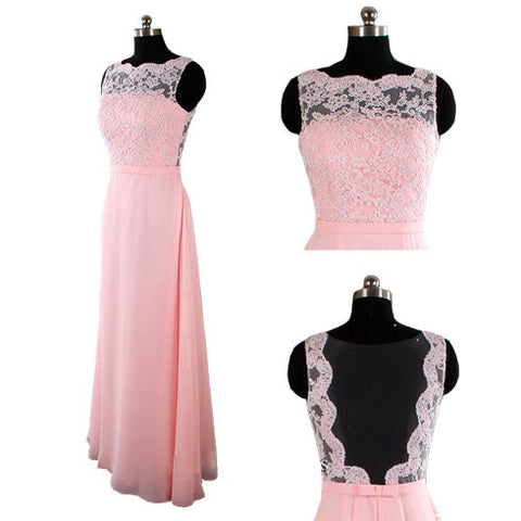 pink bridesmaid dress,Long bridesmaid dress,lace bridesmaid dress,cheap prom dress,BD448