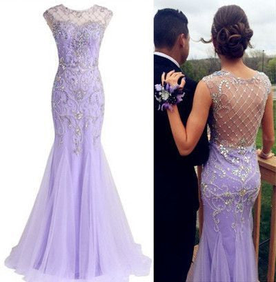 lilac Prom Dresses,long prom dress,charming prom Dress,elegant prom dress,beaded evening dress,BD2803