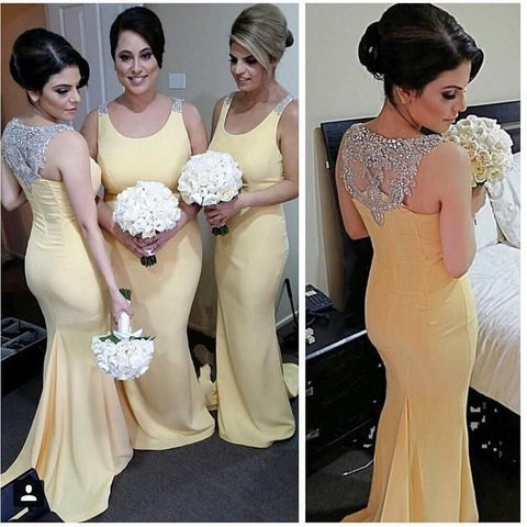 yellow bridesmaid dress,long bridesmaid dress,mermaid bridesmaid dress,BD1615