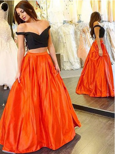 two pieces prom Dress,off shoulder Prom Dress,charming prom dressLong prom dress,BD1206