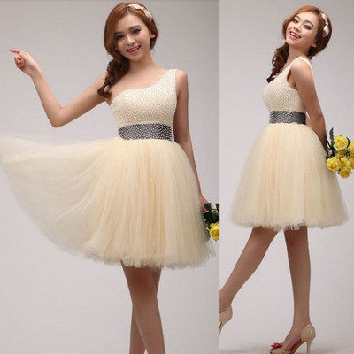 short Prom Dress,one shoulder Prom Dress,beaded Prom Dress,A-line Prom Dress,homecoming Dress, BD772