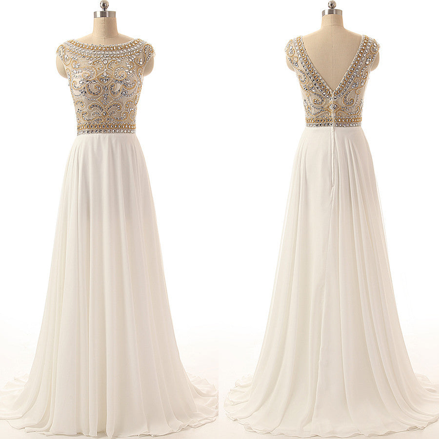 long prom dress,charming Prom Dress,white prom dress,formal party dress,BD1275