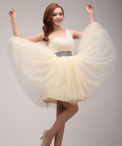short Prom Dress,one shoulder Prom Dress,beaded Prom Dress,A-line Prom Dress,homecoming Dress, BD772