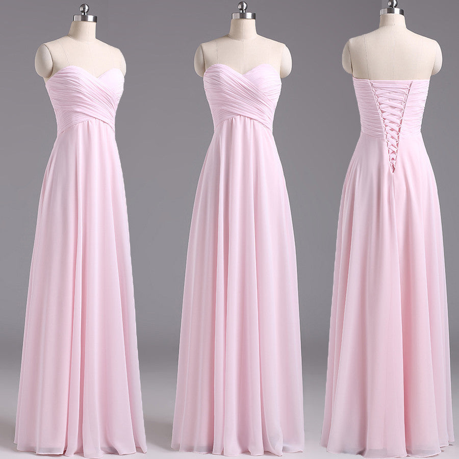 long bridesmaid Dress, pink bridesmaid Dress, chiffon bridesmaid Dress, cheap bridesmaid Dress, BD1644