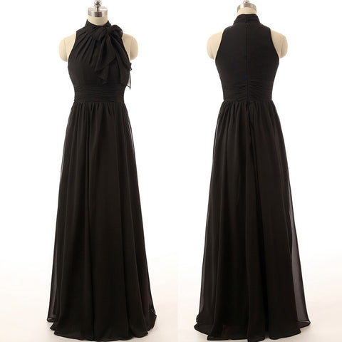 black bridesmaid dress,long bridesmaid dress,cheap bridesmaid dress,chiffon bridesmaid dress,BD1574