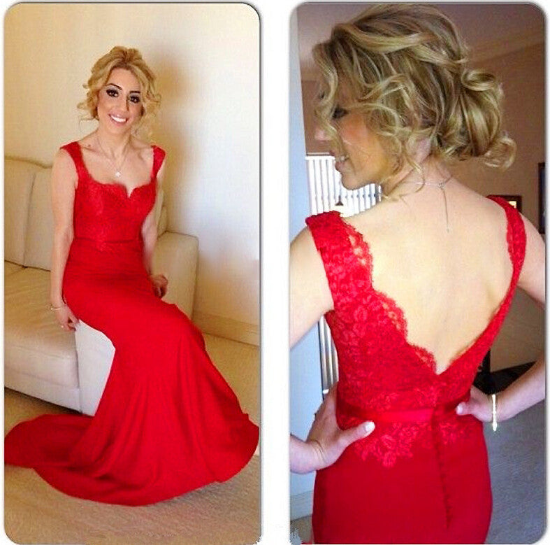 long prom dress,red Prom Dress,lace prom dress,mermaid prom dress,evening dress,BD1685