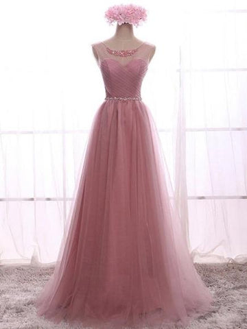 Prom Dresses Tulle A-line Scoop Sequins Prom Dresses,PD4558997