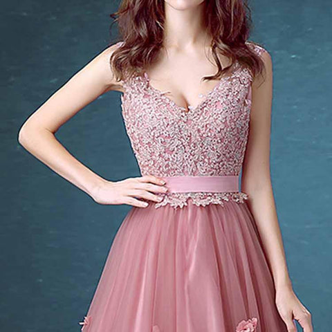 Chic Prom Dresses V-neck Lilac Appliques Long Prom Dress,Evening Dresses,PD4558933