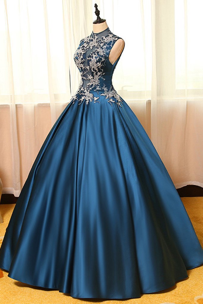 Prom Dresses High Neck Ball Gown Long Prom Dresses,PD4558974