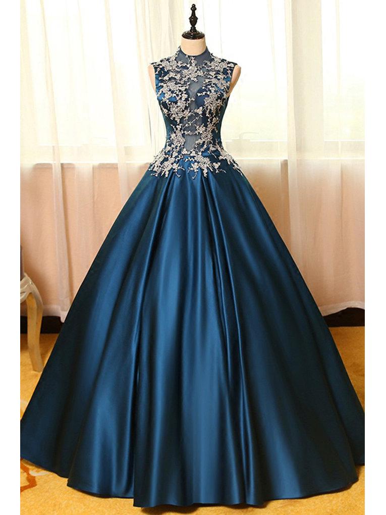 Prom Dresses High Neck Ball Gown Long Prom Dresses,PD4558974