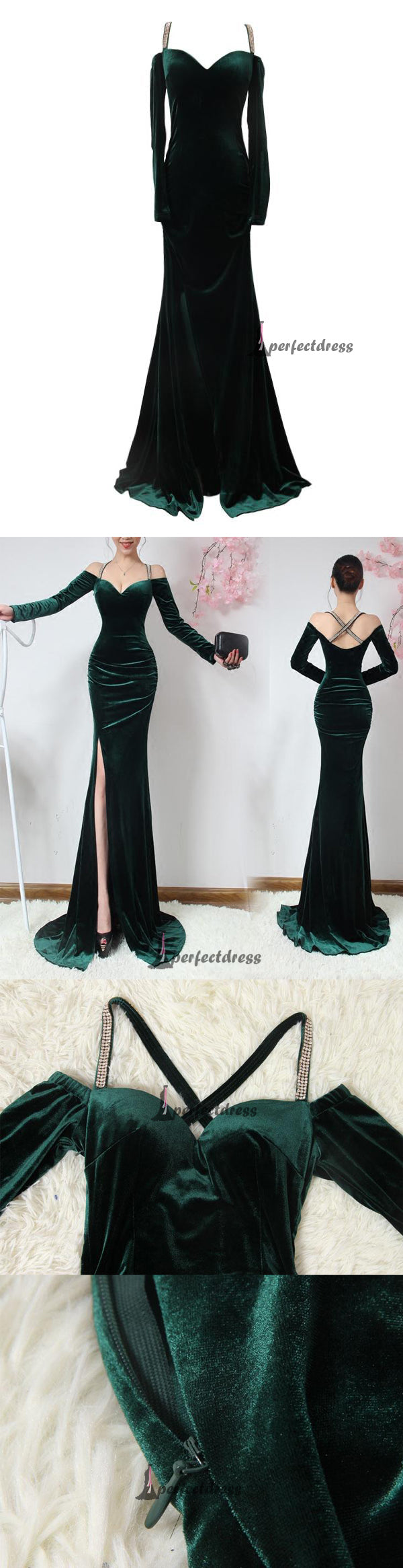 Sexy Prom Dresses,Velvet Hunter Long Prom Dresses,PD4558759