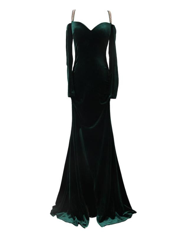 Sexy Prom Dresses,Velvet Hunter Long Prom Dresses,PD4558759
