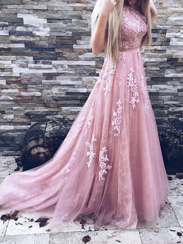 Beautiful Lace Prom Dresses Sweep,Brush Train Prom Dresses,PD4558991