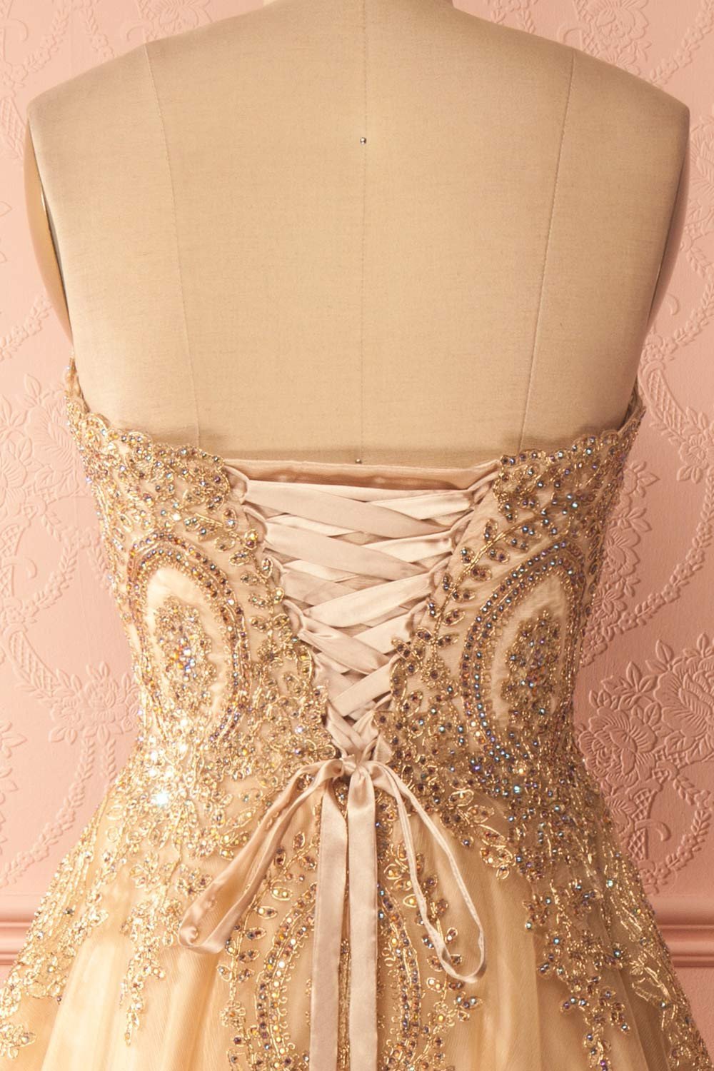 Beautiful Prom Dresses A-line Sweetheart Gold Lace-up Prom Dresses,PD4558925