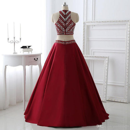 Beautiful Prom Dresses Scoop A-line Floor-length Satin Sexy Prom Dress,PD4558730