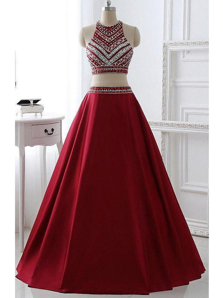 Beautiful Prom Dresses Scoop A-line Floor-length Satin Sexy Prom Dress,PD4558730