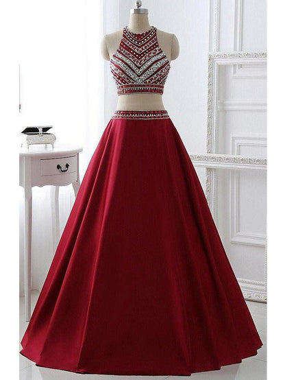 Beautiful Prom Dresses Scoop A-line Floor-length Satin Sexy Prom Dress,PD4558730