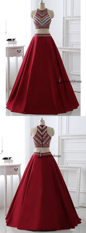 Beautiful Prom Dresses Scoop A-line Floor-length Satin Sexy Prom Dress,PD4558730