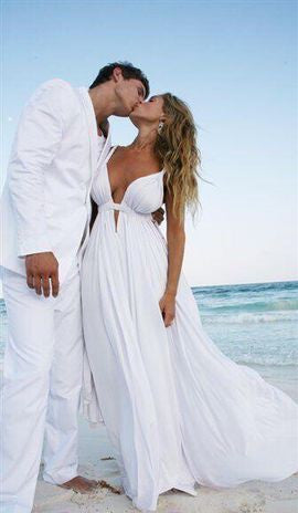 Cheap Prom Dresses,V-neck Prom Dress,Long Prom Dresses,White Prom Dress,Chiffon Prom Dress,PD0092