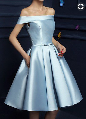 Homecoming dress,Light Blue Prom Dress,Graduation dress, Party Dress,satin,PD45489
