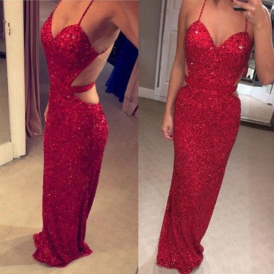 red prom Dress,sparkle Prom Dress,sexy prom dress, long prom dress,sequin prom dress,BD661