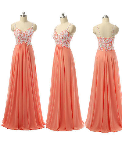 long prom Dress,orange Prom Dress,cheap prom dress,lace applique prom dress,party dress,BD679