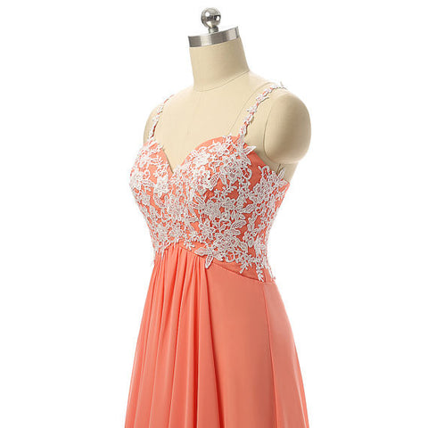 long prom Dress,orange Prom Dress,cheap prom dress,lace applique prom dress,party dress,BD679