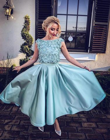 Cute blue two pieces short prom dress, homecoming dress