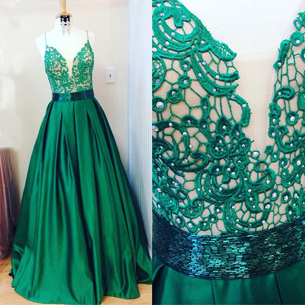 Spaghetti Straps Prom Dresses,Appliques Prom Dress,Beading Prom Dresses,A-line Prom Dress,Cheap Prom Dresses,PD00169