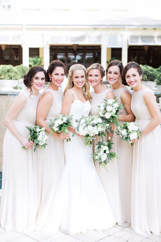 white bridesmaid dress,long bridesmaid dress,chiffon bridesmaid dress,modest bridesmaid dress,BD325